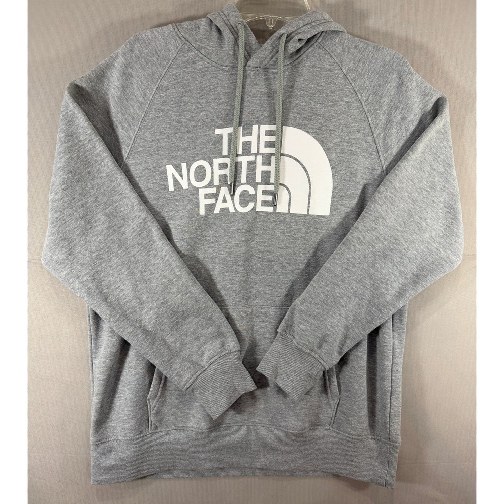 The North Face Womens Circular Design Logo Hoodie Gray Pullover Sweatshirt L